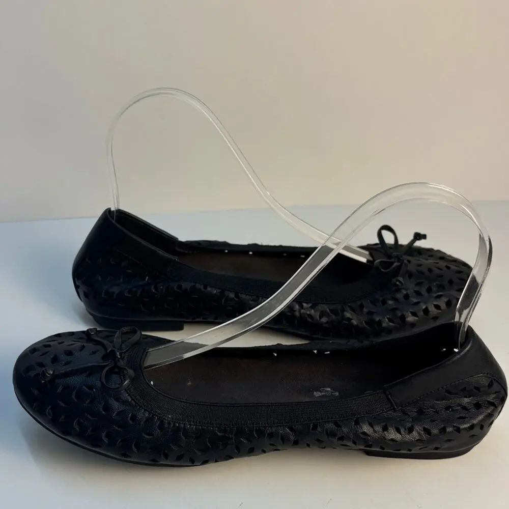 Vionic Whisper Flats Womens Size 9.5 Black Laser Cut Perforated Comfort Slip On